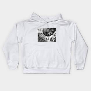 Black and White Spiral Staircases Kids Hoodie